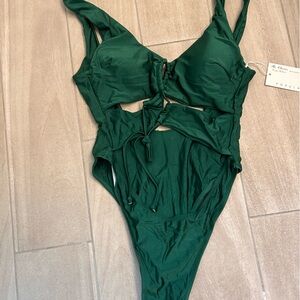Sexy cutout bathing suit DARK GREEN monokini